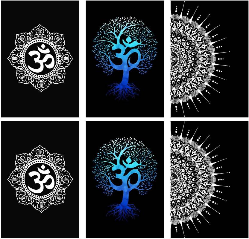 Set Of 6 Posters Rolled In A Tube With Om Rangoli Design And