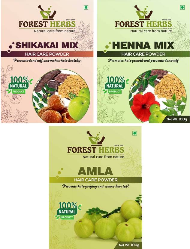 Forest Herbs Organic Shikakai Mix Henna Mix Amla Powder 100