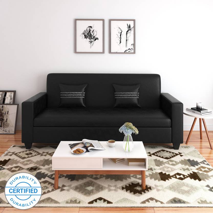 Flipkart Perfect Homes Crete Leatherette 3 Seater Sofa Price in India Buy Flipkart Perfect