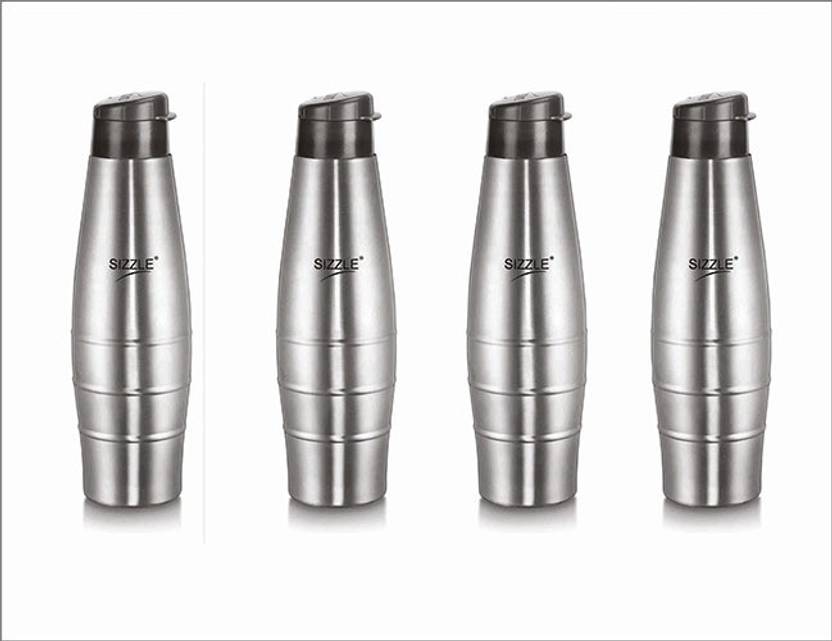 Sizzle Leak Proof Stainless Steel Water Bottle 750 Ml Grey Set Of Sizzle Leak Proof Stainless Steel Water Bottle 750 Ml Grey Set Of 4 Pack