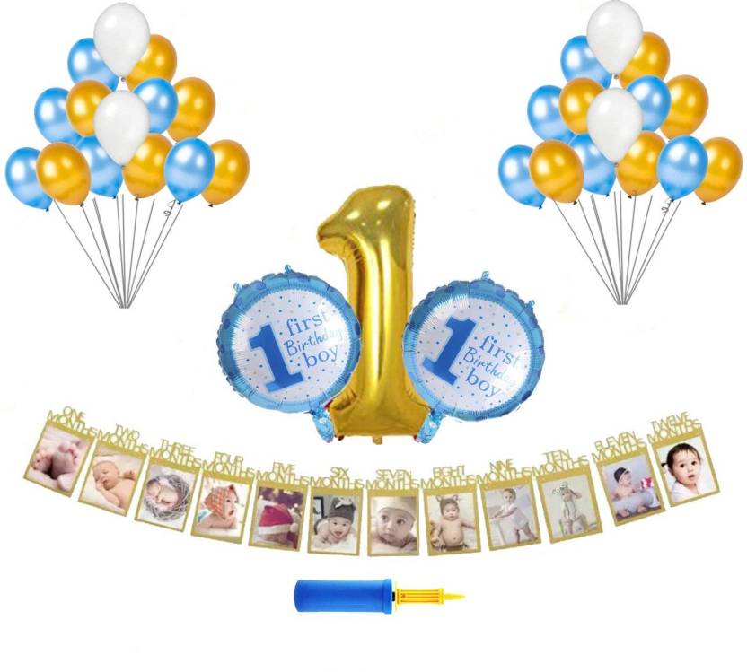 Party Propz First Birthday Decorations Combo Set Of 105 Pcs Boys