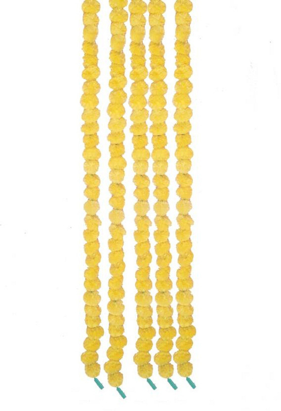 Artificial Marigold Flower Garland Yellow Diwali Decor Indian Wedding