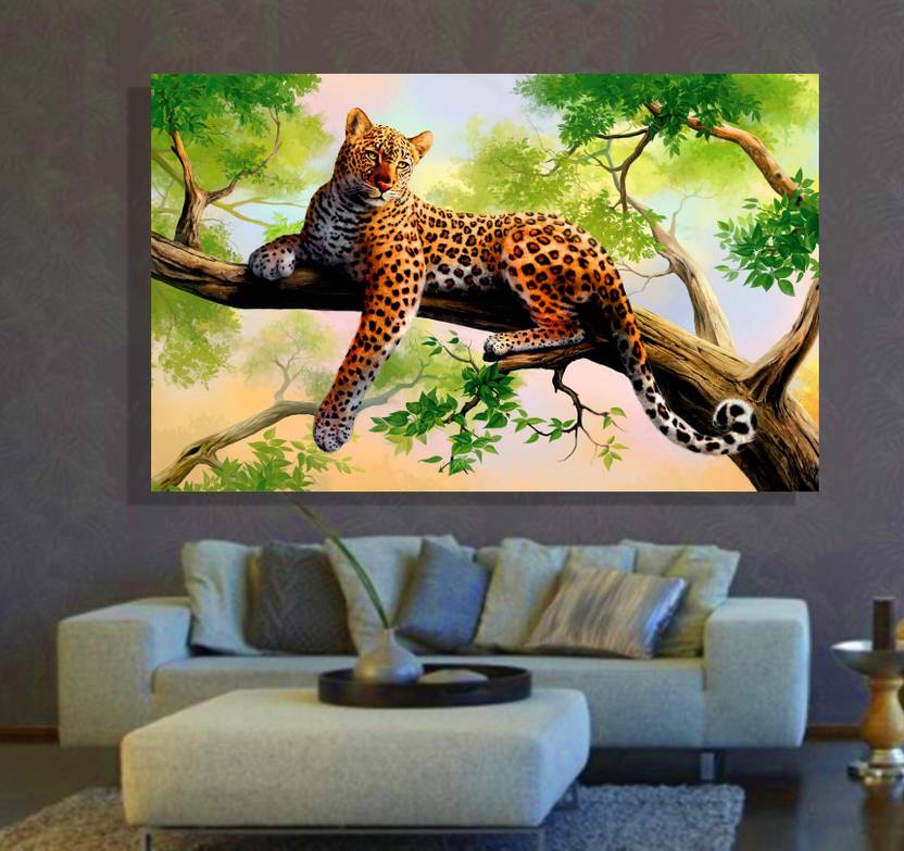 Indus Homes Beautiful Canvas Unframed Wall Painting Jaguar