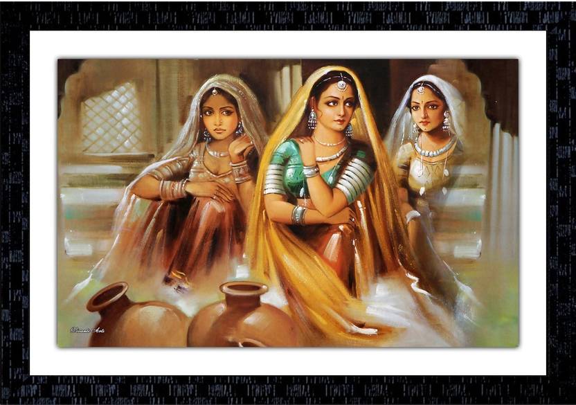 Janki Modern Art Canvas Rajasthani Large Glass Wall Paintings Janki Modern Art Canvas Rajasthani Large Glass Wall Paintings With Frame For Home Decoration Item