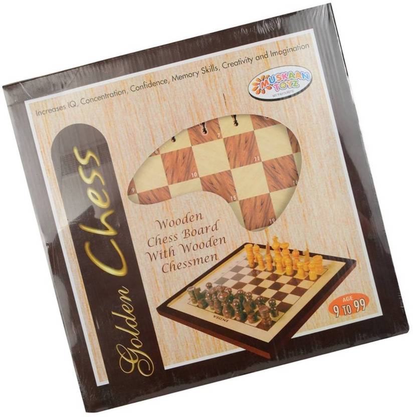 skyler Golden Chess Wooden Board With Chessmen Board Game Strategy
