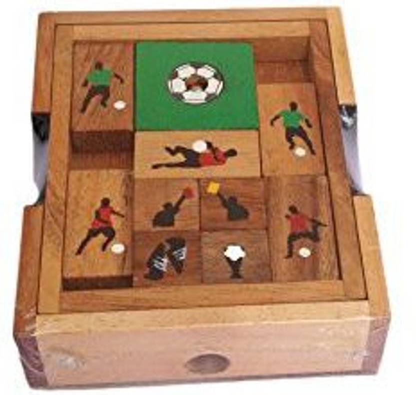 CMStar Portable Wooden Klotski Sliding Block Soccer Puzzle Game