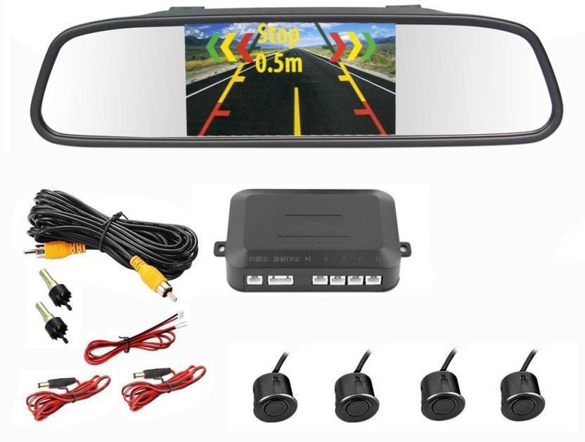 Car Reverse Parking Camera With Radar Sensor 4.3" Foldable LCD Rear View Monitor