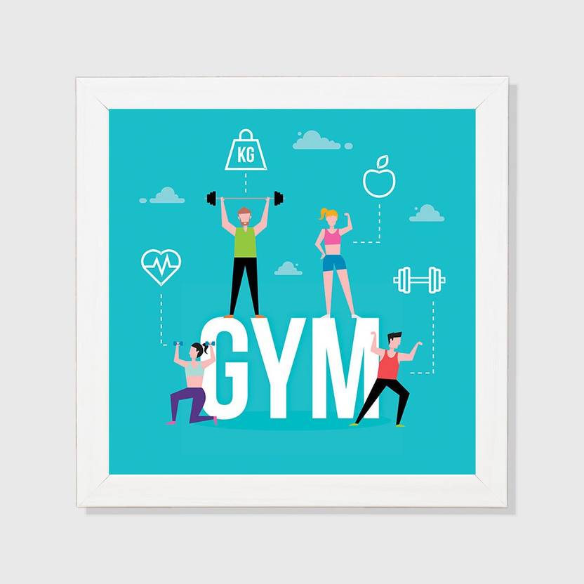 Gym Motivation White Framed Wall Hanging Motivational Art Print for