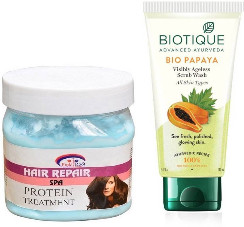 Pink Root Hair Spa Cream 500g With Biotique Papaya Facewash Price