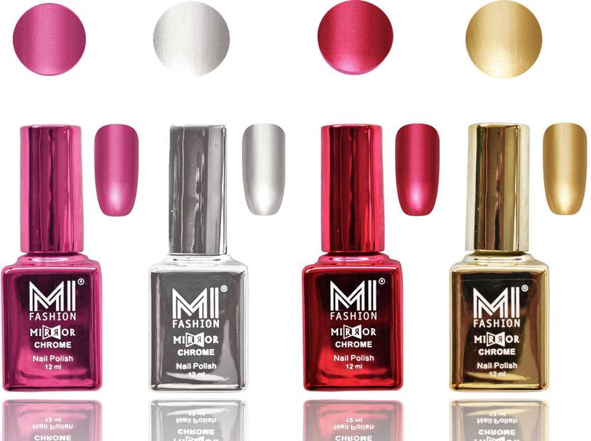 Volo Metallic Gel Nail Polish Set 4 Colors Chrome Shades Volo Metallic Gel Nail Polish Set 4 Colors Chrome Shades Mirror Effect Lacquer