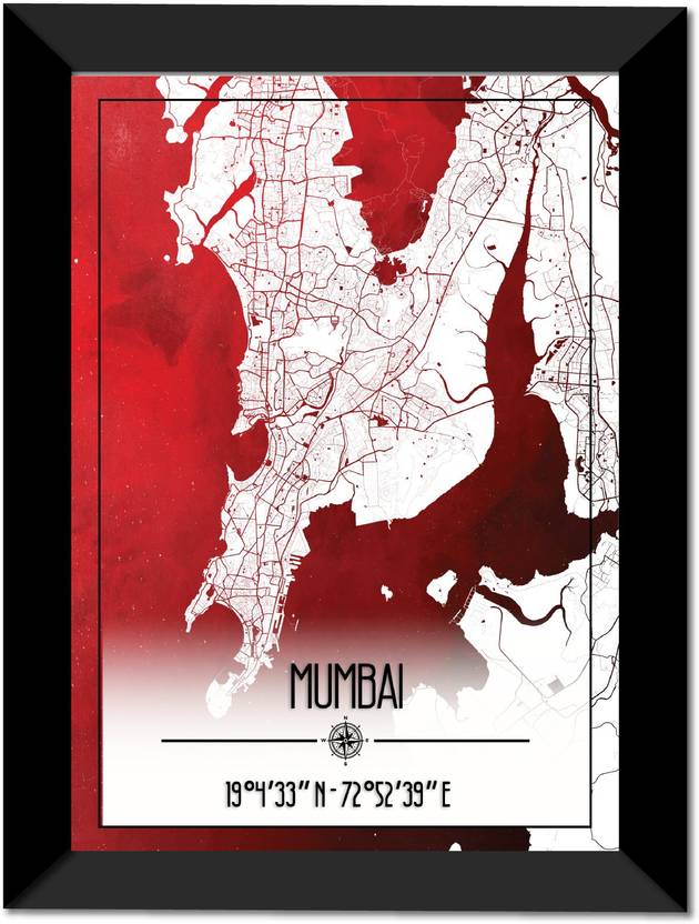 Mumbai Map Wall Poster Frame Fine Art Print Maps Posters In Mumbai Map Wall Poster Frame Fine Art Print 19 Inch X 3