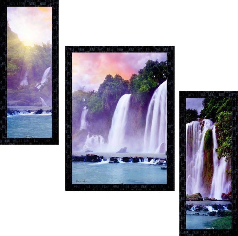 Janki Online Set Of 3 Scenery Modern Art Glass Framed Wall