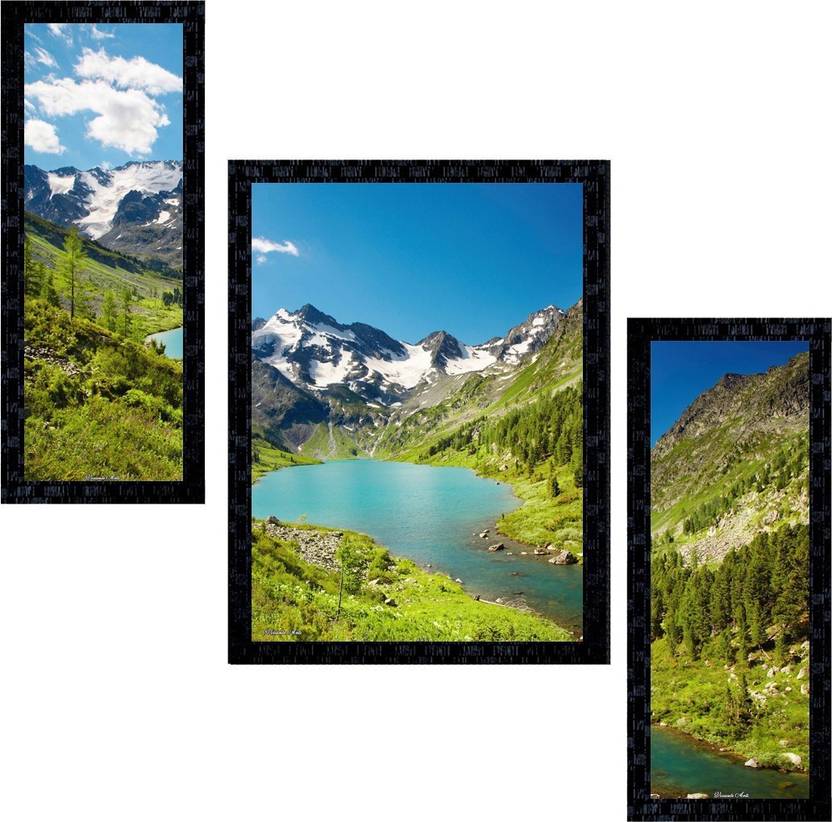 Janki Online Set Of 3 Scenery Modern Art Glass Framed Wall