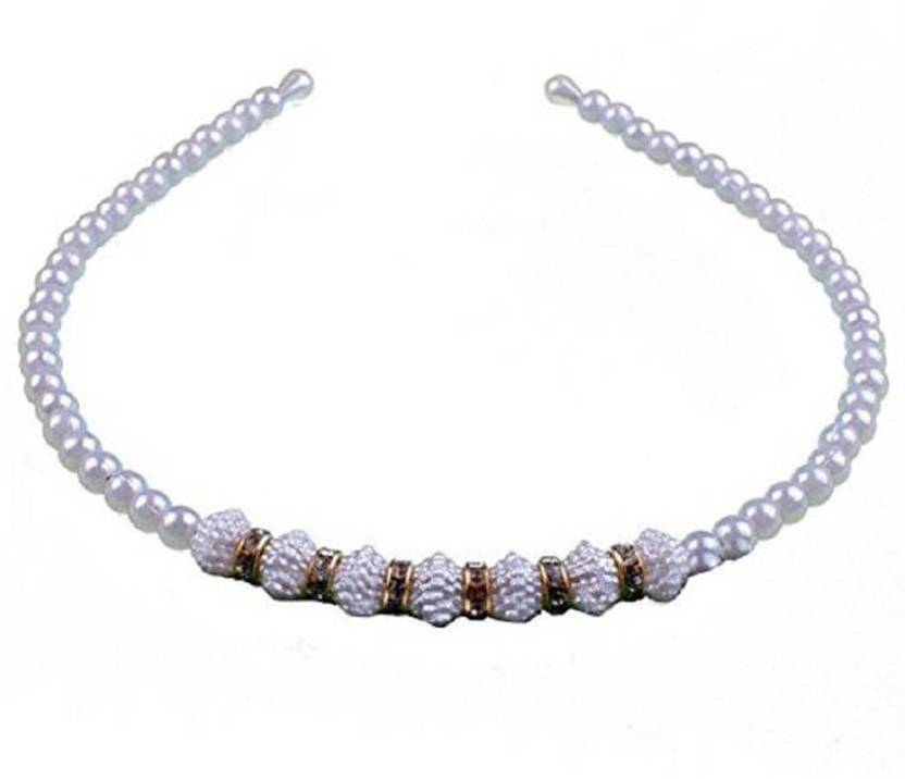 Pelo White Beads With Stone Hair Bands Hair Accessories For Kids