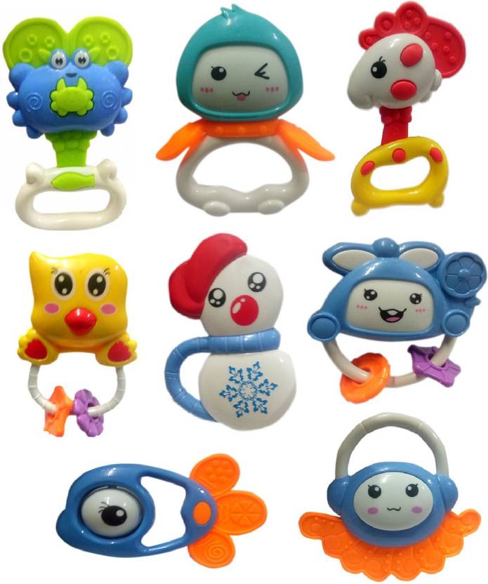 Indusbay Cute Baby Rattles Toy For Babies Set Of 8pcs Rattles