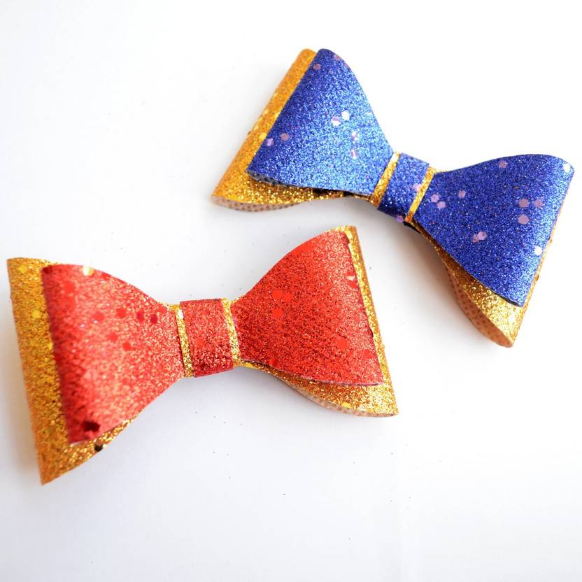 Pretty Ponytails Hair Bow Gift Set Red Blue And Golden Gift For