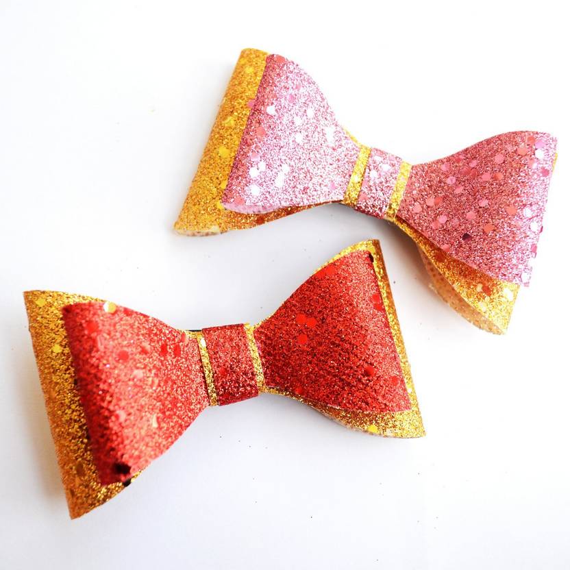 Pretty Ponytails Hair Bow Gift Set Red Pink And Golden Gift For