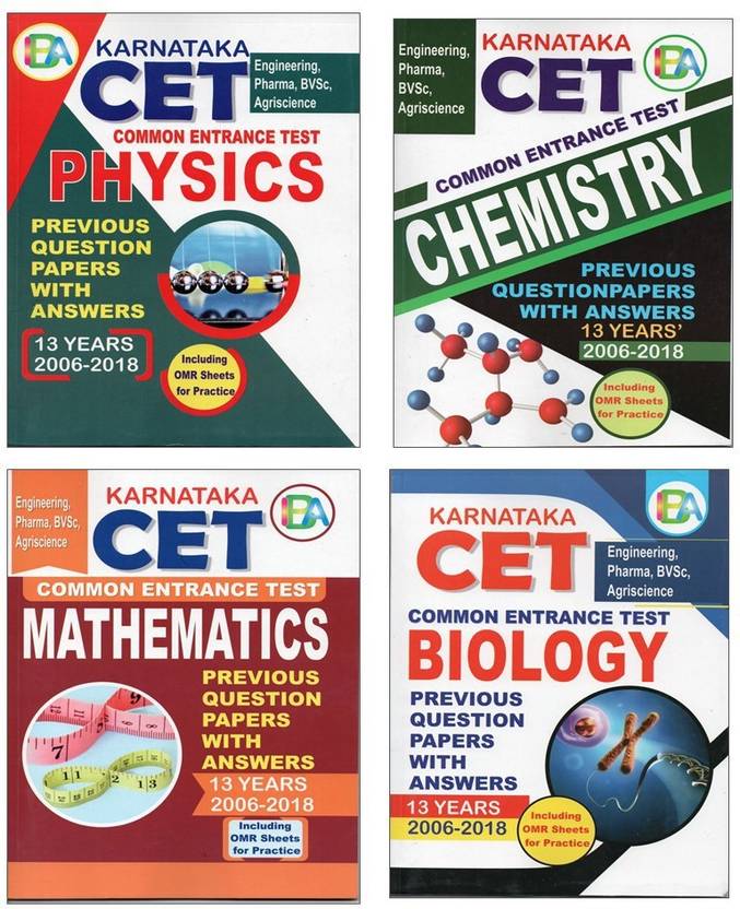Karnataka CET Previous Question Papers (PCMB) Set Of 4 KCET Books