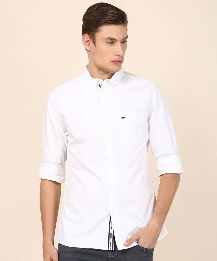 TOMMY HILFIGER Men Solid Casual White Shirt - Buy TOMMY HILFIGER Men Solid  Casual White Shirt Online at Best Prices in India | Flipkart.com