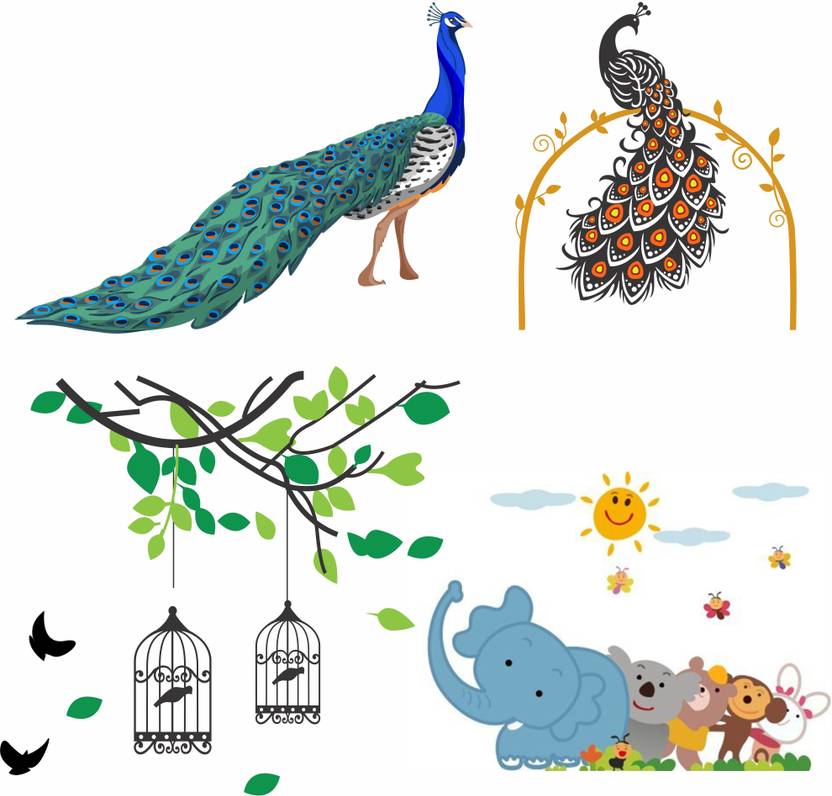 Khirki Medium Animals Wall Sticker Pvc Vinyl 35 Cm X 35