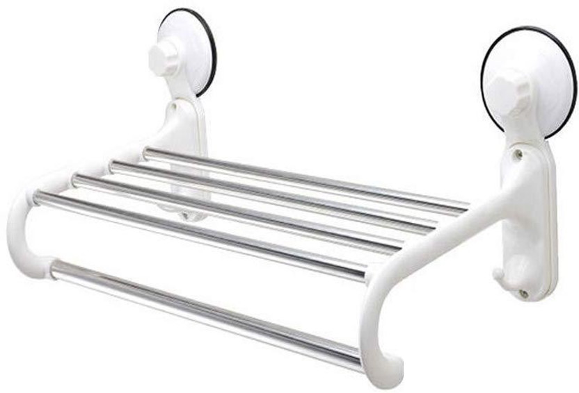 White Adhesive Double Bars Clothes Drying Rack Socks Bras Towels