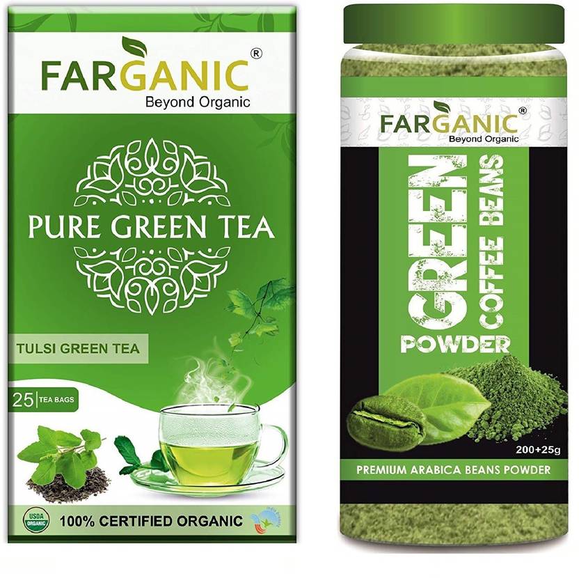 Farganic Green Coffee Beans Powder 225 G With Tulsi