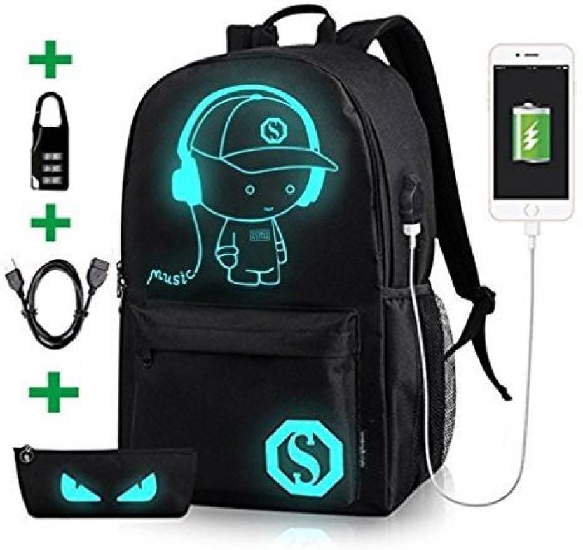 Hors Y Luminous School Backpack,ky Anime Cartoon Music Boy Shoulder Laptop  Travel Bag Daypack College Bookbag Night Light for Students with USB  Charging Port,Lock and Pencil Case 35L (No power source) 5