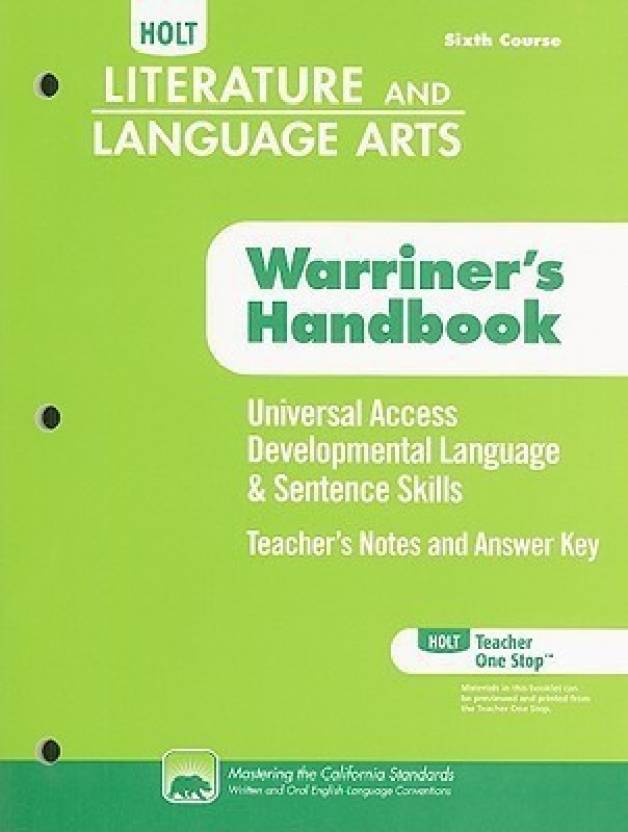 California Holt Literature & Language Arts Teacher's Notes & Answer Key Universal Access
