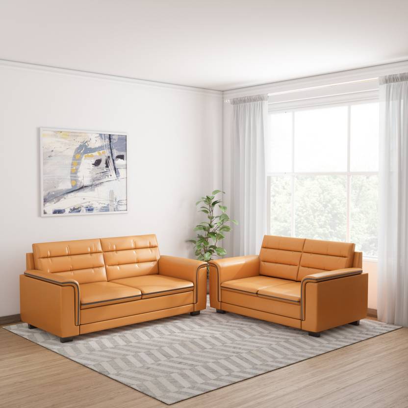 KURLON Cara Leatherette 3 + 2 Beige Sofa Set Price in India Buy