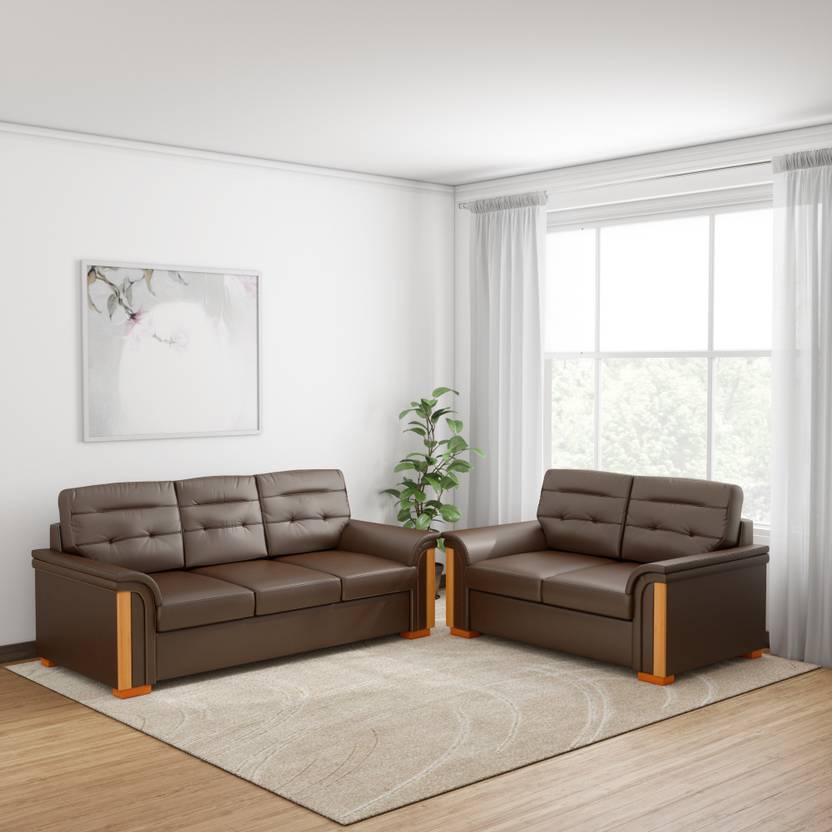 KURLON Flory Leatherette 3 + 2 Brown Sofa Set Price in India Buy