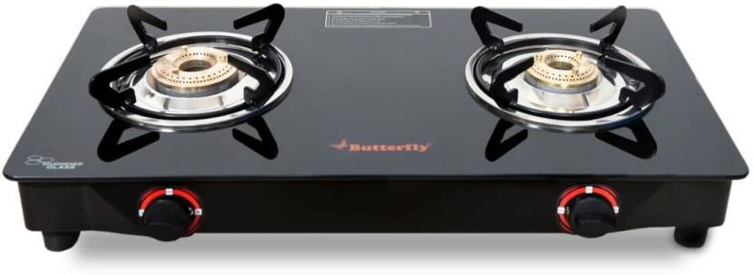 For 1849/-(63% Off) Butterfly Rapid Glass Manual Gas Stove  (2 Burners) at Flipkart
