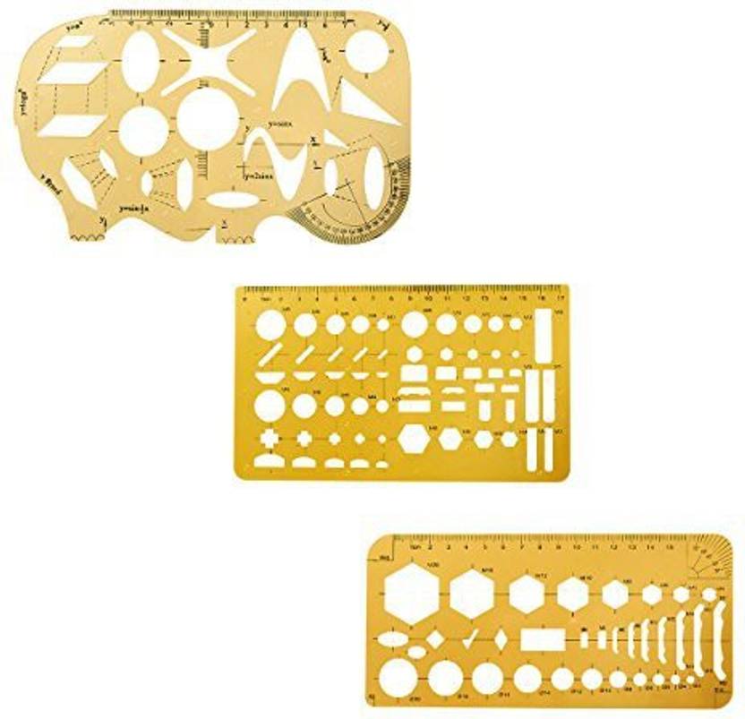Genrc Drawing Template Ruler 3 Pack Geometric Shape Ruler Stencil Ruler