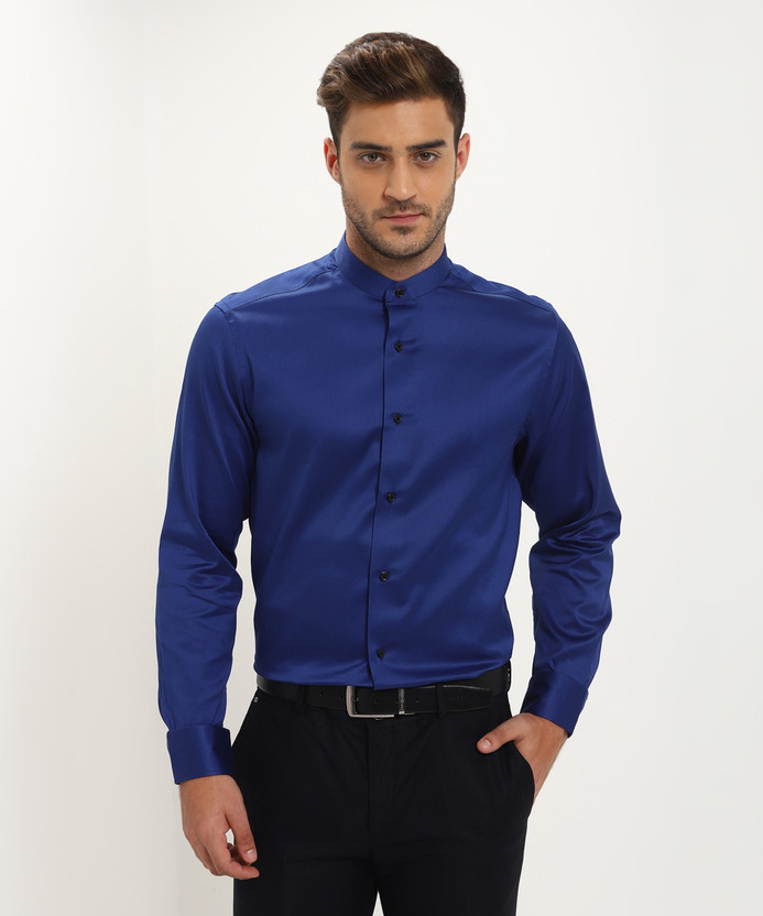 Blackberrys Men Solid Formal Blue Shirt