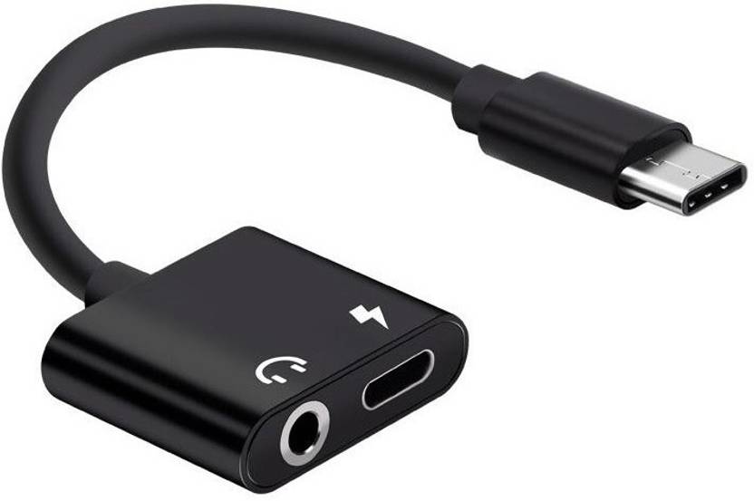 GVAAS Black 2in1 USB TypeC Aux Charger to 3.5mm Audio Aux Headphone