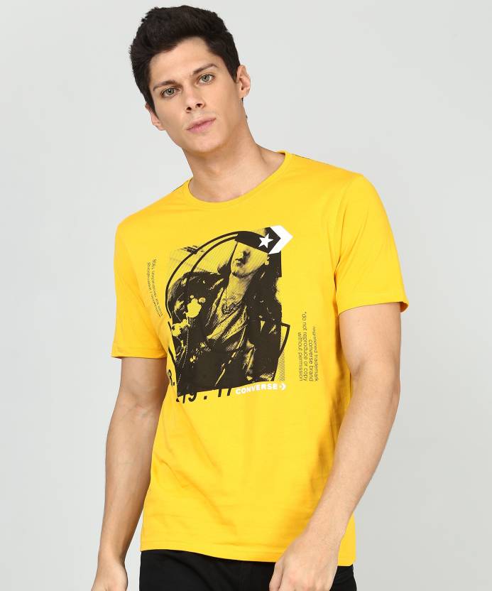 Converse Printed Men Round Neck Yellow T-Shirt - Buy Converse Printed Men  Round Neck Yellow T-Shirt Online at Best Prices in India 