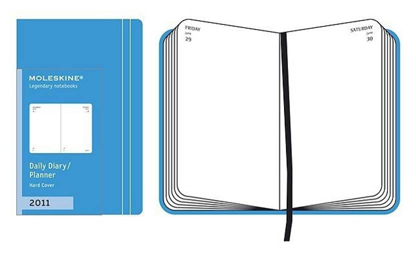 2011 Moleskine Extra Small Sky Blue Daily Diary 12 Month Hard Buy 2011