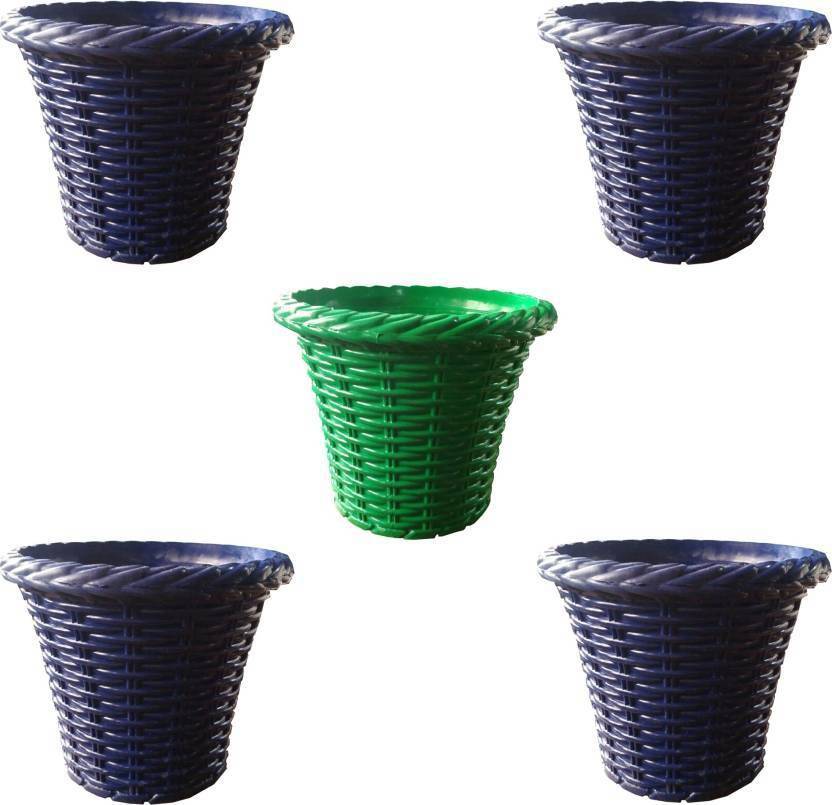 Airex Plant Container Set (Pack of 5, Plastic) Plant Container Set