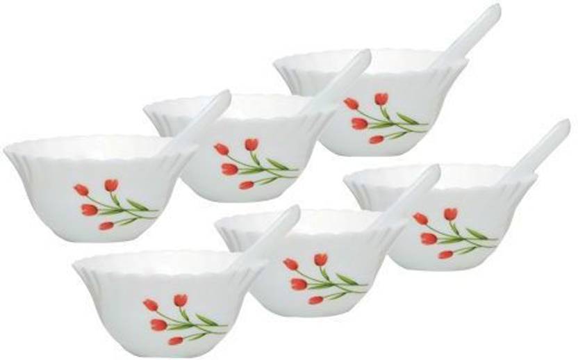 LAOPALA Opalware Radiant Curves 12 Pcs 250 ml Glass Soup Bowl Price