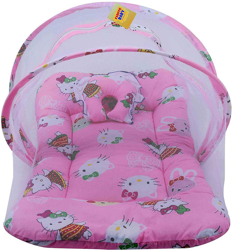 Fareto Baby Mosquito Net Bed(0-6 Months) (Pink) print cartoon(Fabric, Pink)