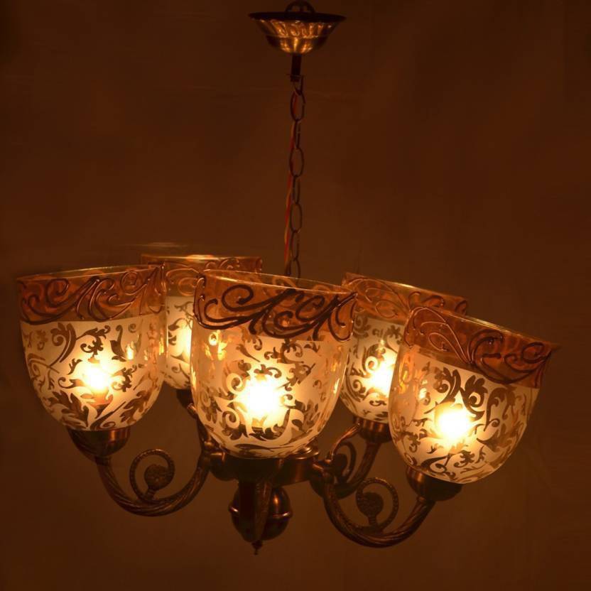 VAGalleryKing Different Design Indian 5 Glass Jhumar Chandelier Ceiling