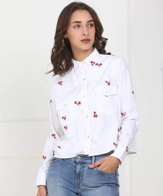 LEVI'S Women Embroidered Casual White Shirt - Buy White LEVI'S Women  Embroidered Casual White Shirt Online at Best Prices in India 
