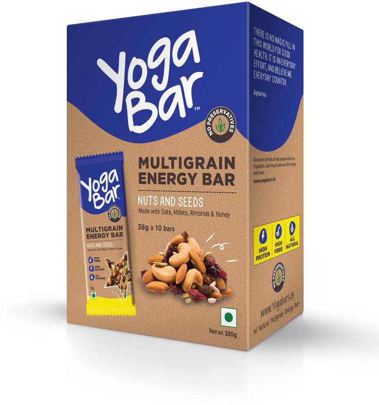 Yogabar Multigrain Energy Bar Nuts & Seeds, Pack of 10 Price in India