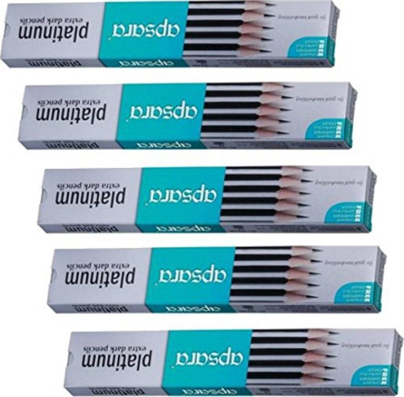 APSARA Platinum Extra Dark Pencil(Set of 5, Grey and silver)