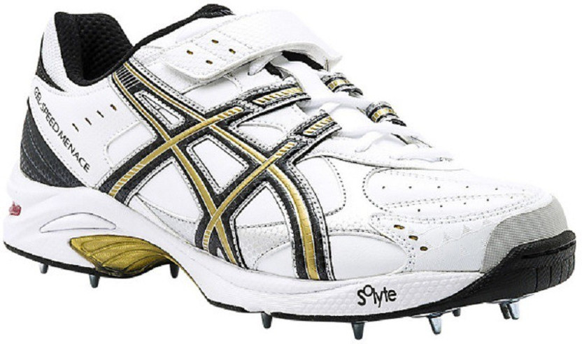asics GEL - SPEED MENACE LOW LEFT - WHITE/BLACK/GOLD Cricket Shoes For Men  - Buy asics GEL - SPEED MENACE LOW LEFT - WHITE/BLACK/GOLD Cricket Shoes  For Men Online at Best Price -