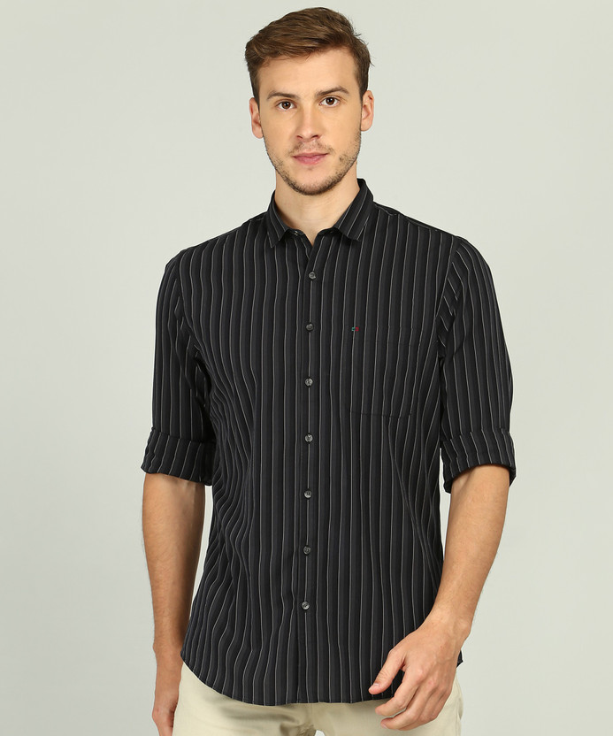 black shirt with stripes