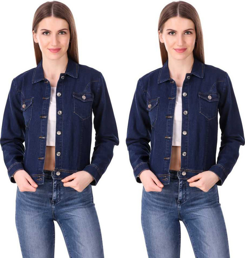 Full Sleeve Washed Women Denim Jacket 