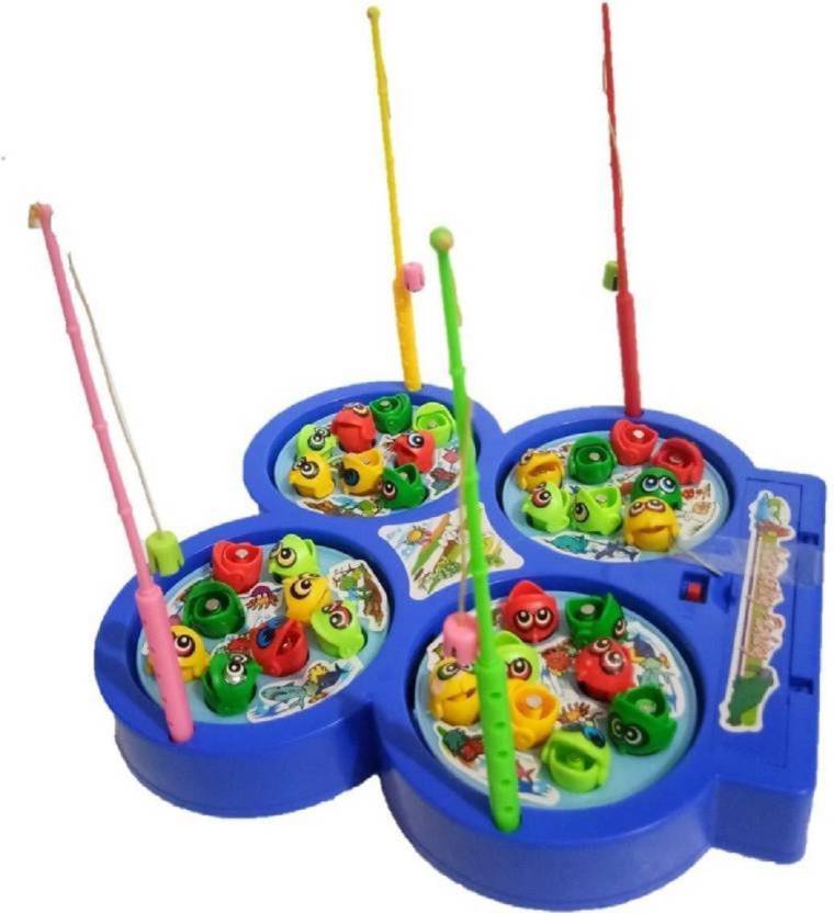 MS Amaze Magnetic Fish Catching Game with 4 Pools, 4 Fishing Rods for 2 ...