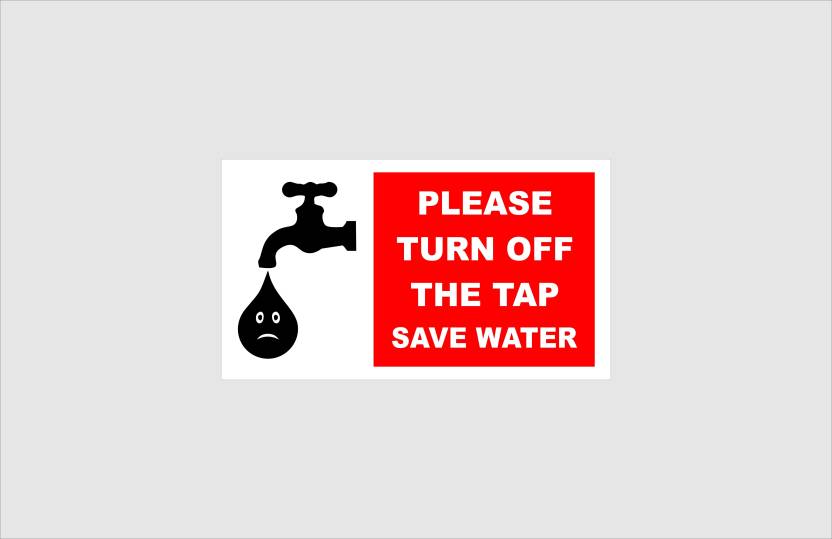 Signever Please Turn Off The Tap Save Water Information Vinyl Signage Stickers Emergency Sign