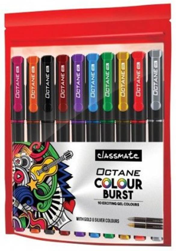 Classmate Octane Burst Multi Colour(Pack of 10) ( Pack of 3) Gel Pen