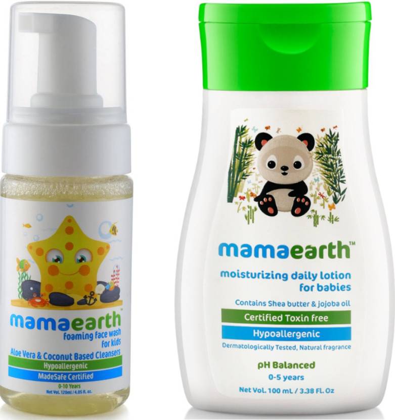 MamaEarth Foaming Baby Face Wash for Kids with Aloe Vera and Coconut Based Cleansers, 120 ml Ã¤nd 